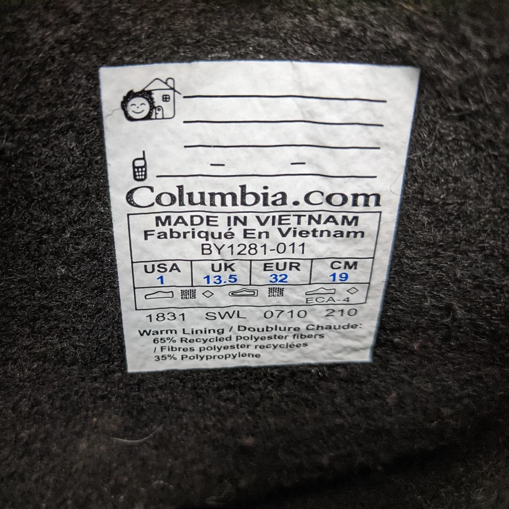 Columbia Girls Insulated Snow Boots Size 1